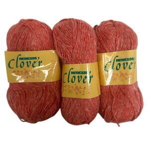 Lot of 3 Red Vintage Reynolds Clover Yarn Linen Light Worsted 135 yards 1.75oz